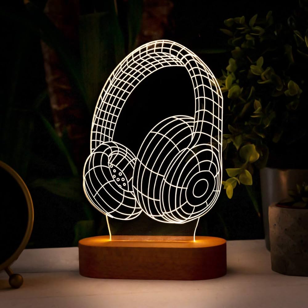 Headphone Hologram Laser Cut DXF AI EPS Files