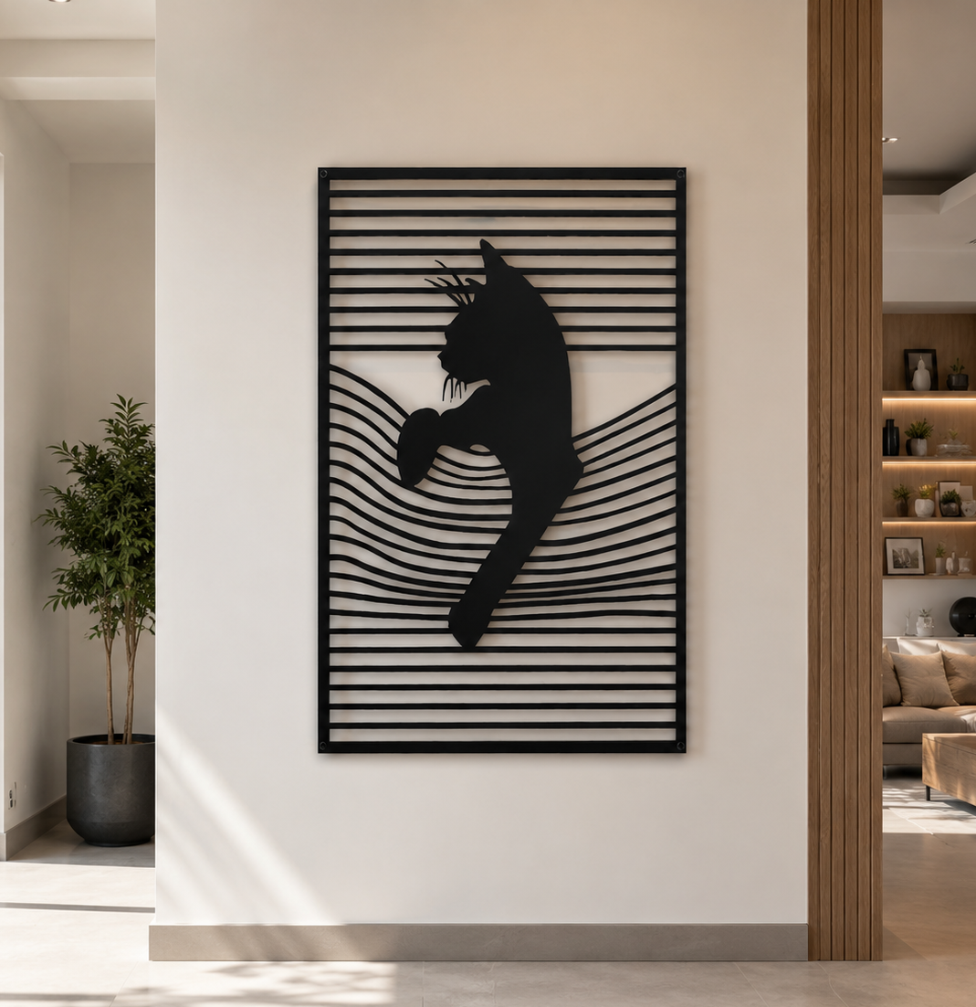 Cat Wall Decor DXF SVG AI – Elegant Feline Metal & Wood Wall Art