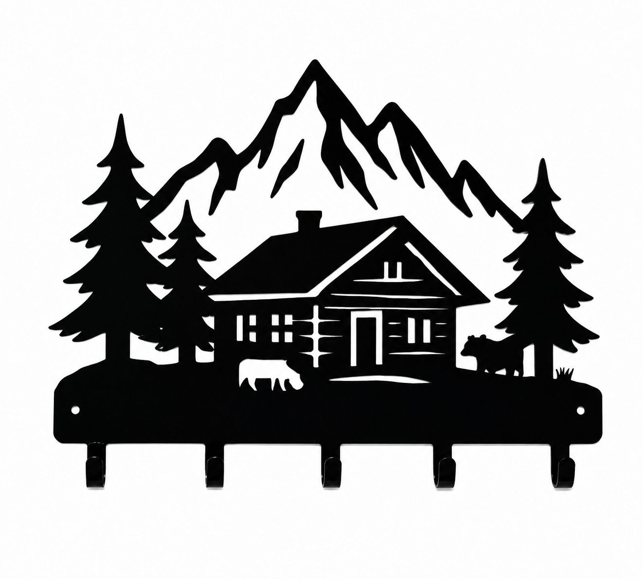 Cozy Cabin Key Rack Entryway DXF, AI & SVG | Key Holder | CNC Laser Cut Digital File