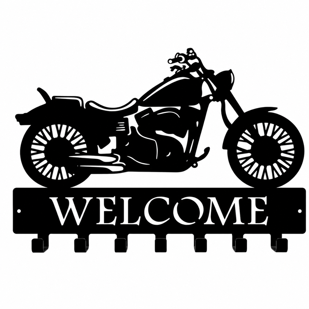 Motor Cycle Key Holder DXF, AI & SVG | Warm Rustic Welcome Entryway | CNC Laser Cut Digital File