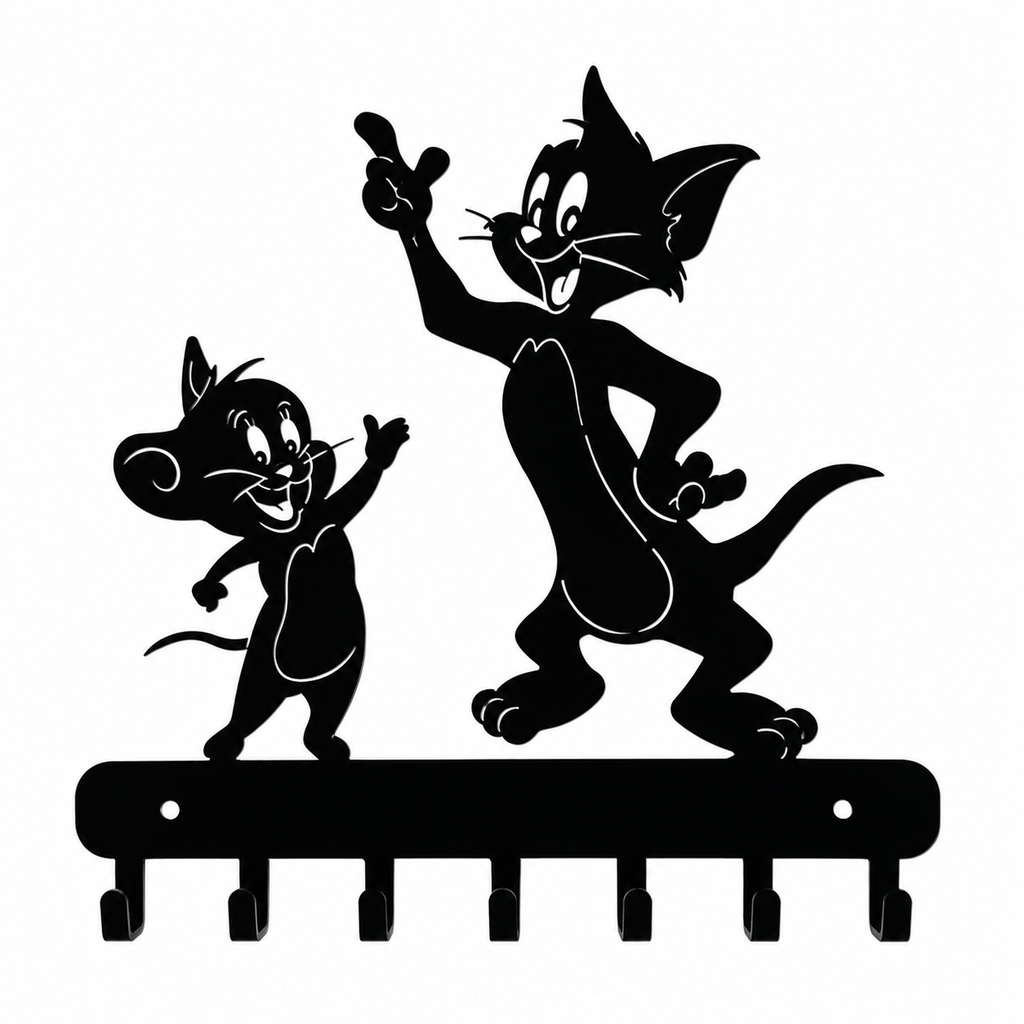 Tom and Jerry Key Rack Entryway DXF, AI & SVG | Key Holder | CNC Laser Cut Digital File