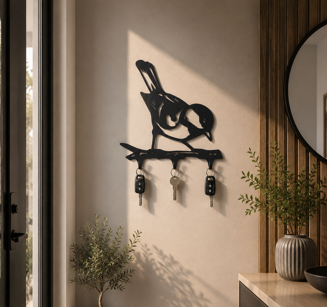 Bird Key Holder DXF, AI & SVG | Bird Welcome Entryway File | CNC Laser Cut Digital File
