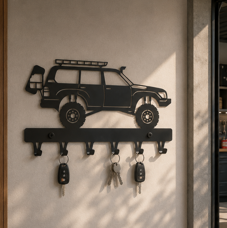 Car Key Holder DXF, AI & SVG | Car Garage Welcome Entryway File | CNC Laser Cut Digital File