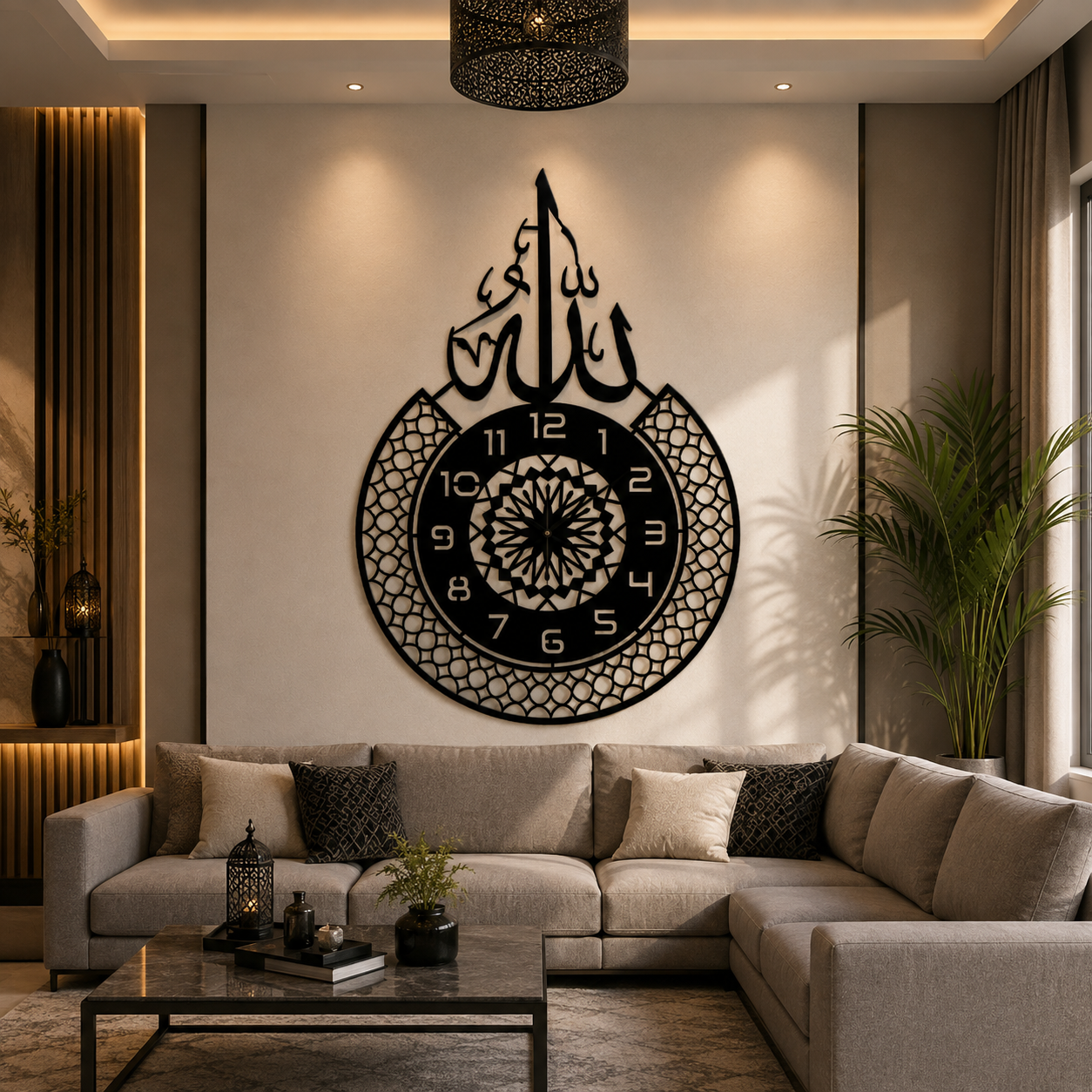 Elegant Arabic Calligraphy Clock DXF, AI & SVG | CNC Laser Cut Digital File