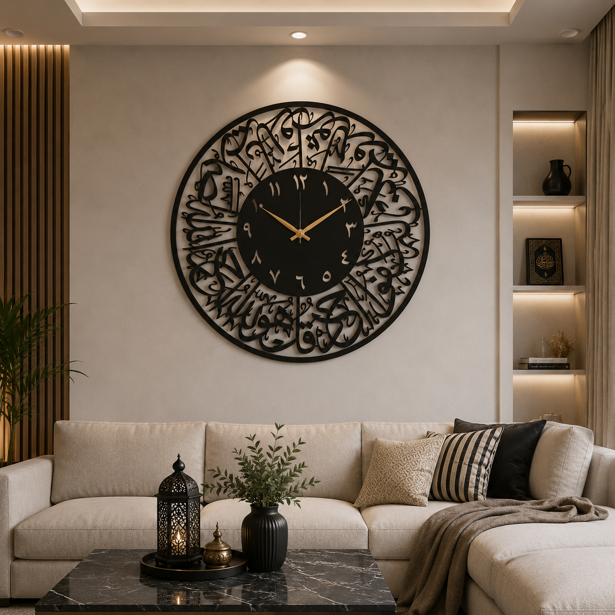 Elegant Islamic Calligraphy Clock DXF, AI & SVG | CNC Laser Cut Digital Files