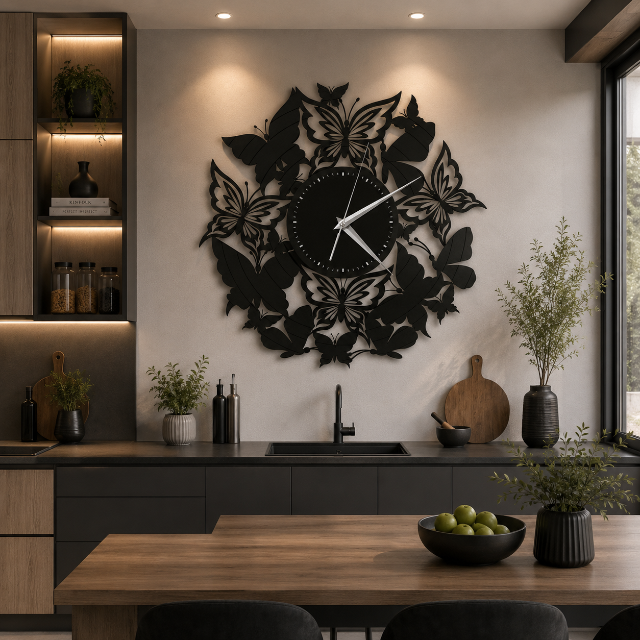 Floral Butterfly Clock DXF, AI & SVG | CNC Laser Cut Digital File
