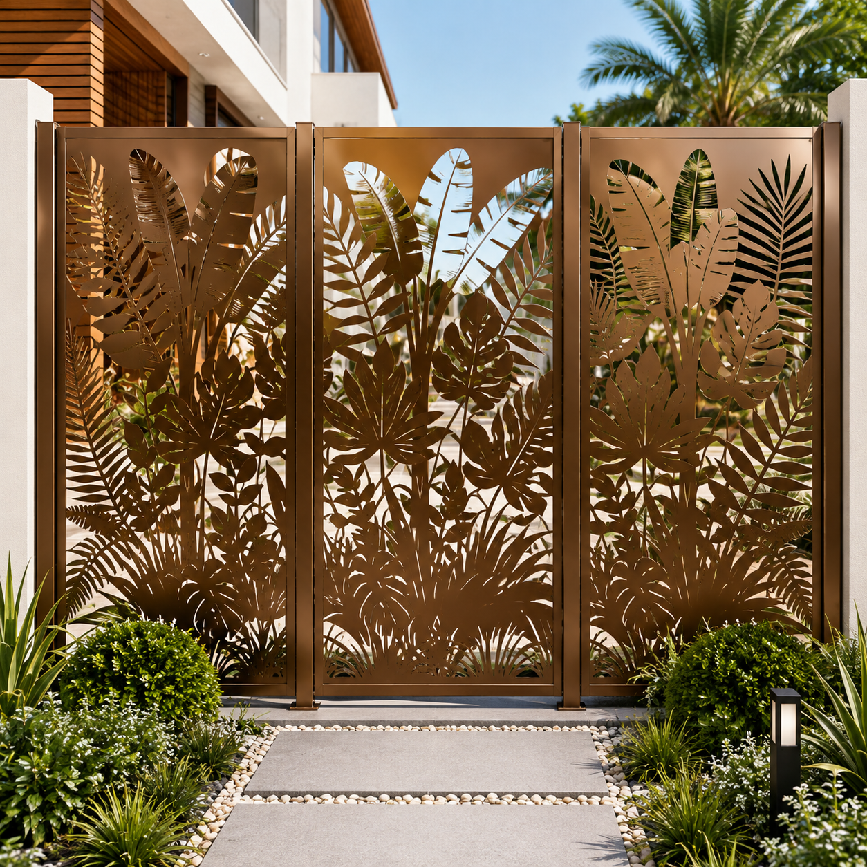 Tropical Fence DXF, SVG & AI | Metal Sheet CNC Laser Cut File | Decorative Privacy Panel Digital Download