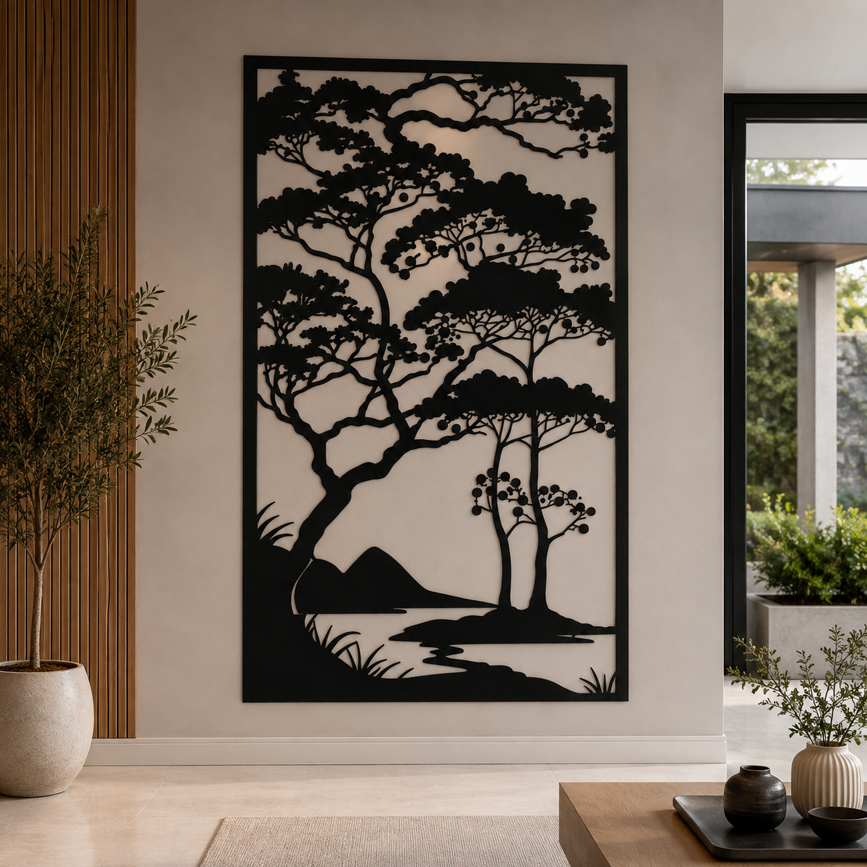Black Trees View Wall Decor DXF, SVG, DWG & AI Files – Nature Landscape CNC Cutting Design