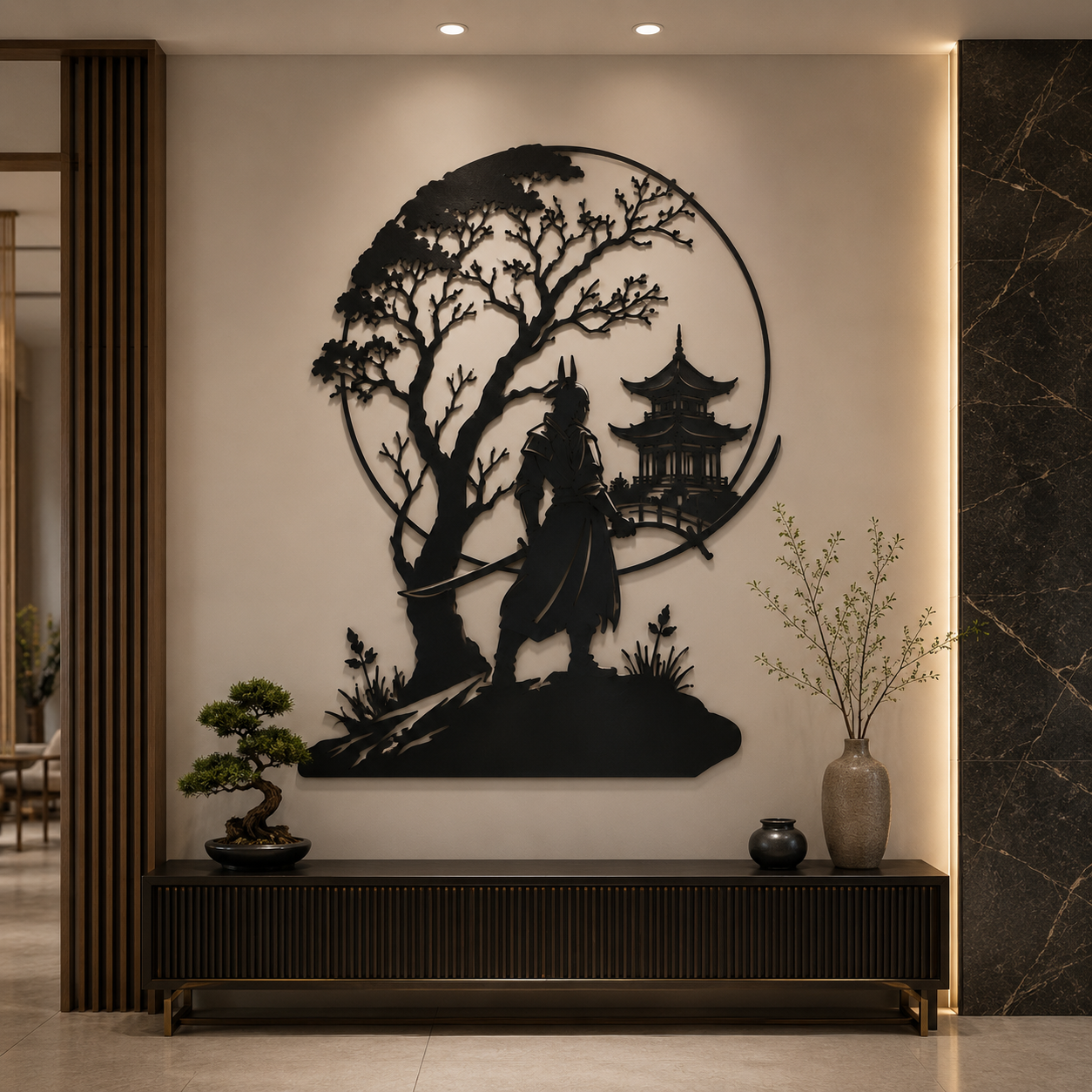 Samurai Warrior Wall ArtDXF, SVG, DWG & AI Files – Nature Landscape CNC Cutting Design