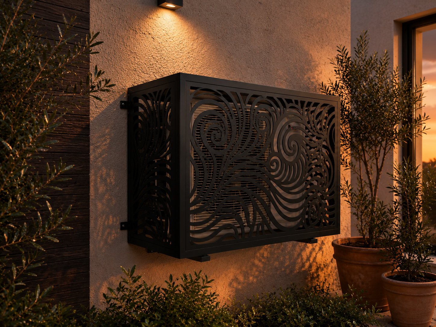 Volutes Modern Decorative AC Cover DXF & EPS | CNC Laser Cut Digital Files