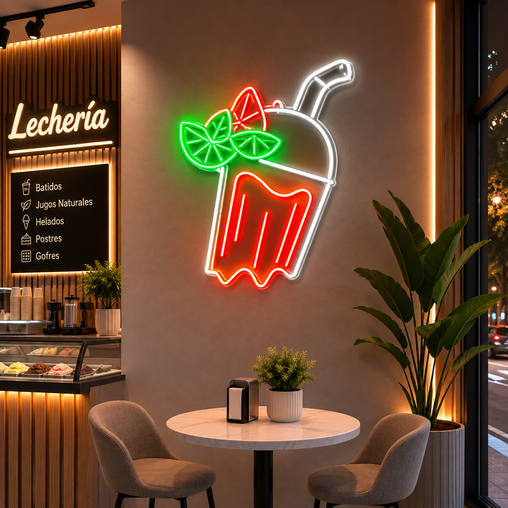Juice Cup Neon Sign DXF, AI & SVG Files – LED Light CNC & Laser Cutting Design