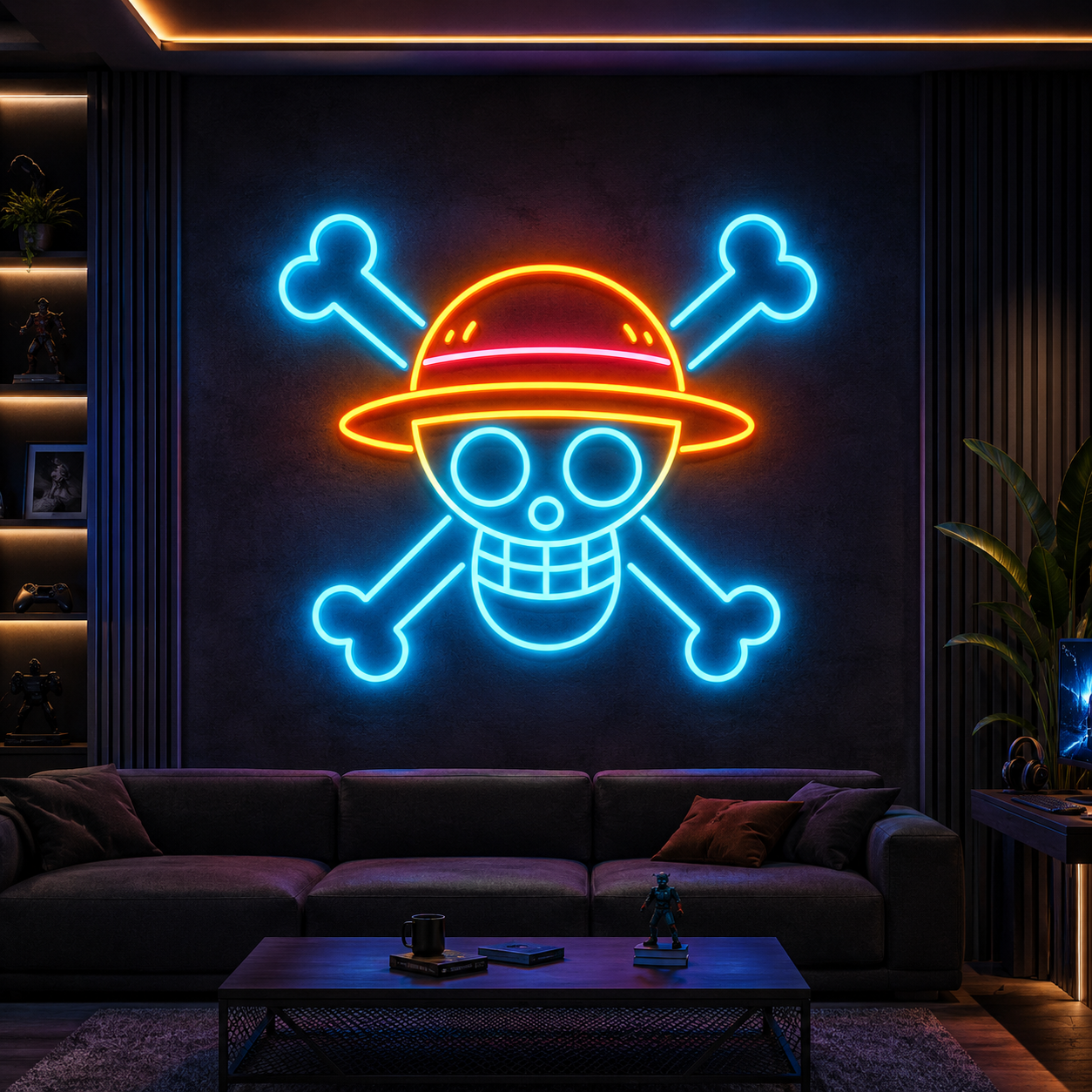 One Piece Head Neon Sign DXF, SVG & AI Files – Anime LED Light CNC & Laser Cutting Design