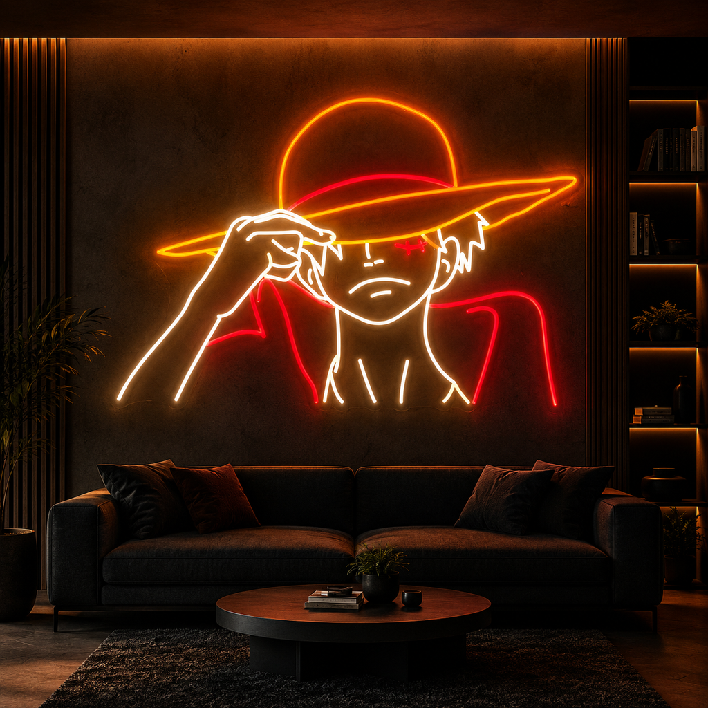 Monkey D. Luffy Neon Sign DXF, SVG & AI Files – Anime LED Light CNC & Laser Cutting Design