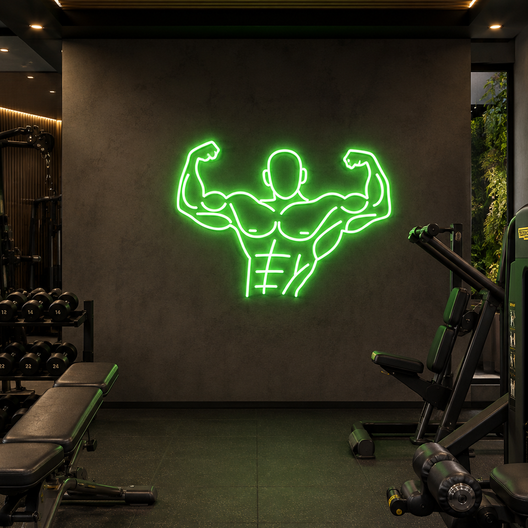 Bodybuilder Neon Sign DXF, SVG & AI Files – LED Gym Wall CNC Cutting Design