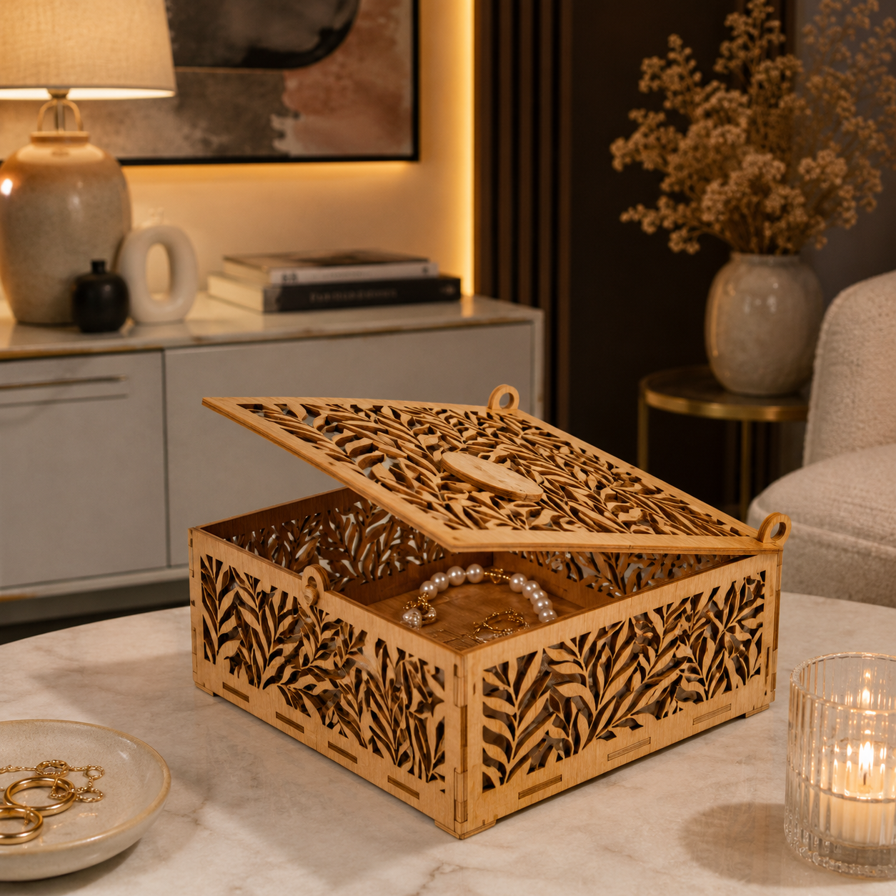 ALHAMBRA Pattern Laser Cut Decorative Wooden Jewelry Box – AI SVG DXF