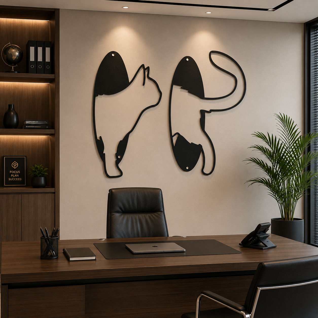 Creative Black Cat Hanging Pendant – Handmade Iron Wall Art