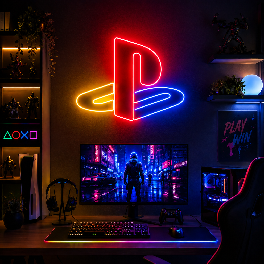 Gaming Neon Sign DXF, SVG & AI Files – LED Light CNC & Laser Cutting Design