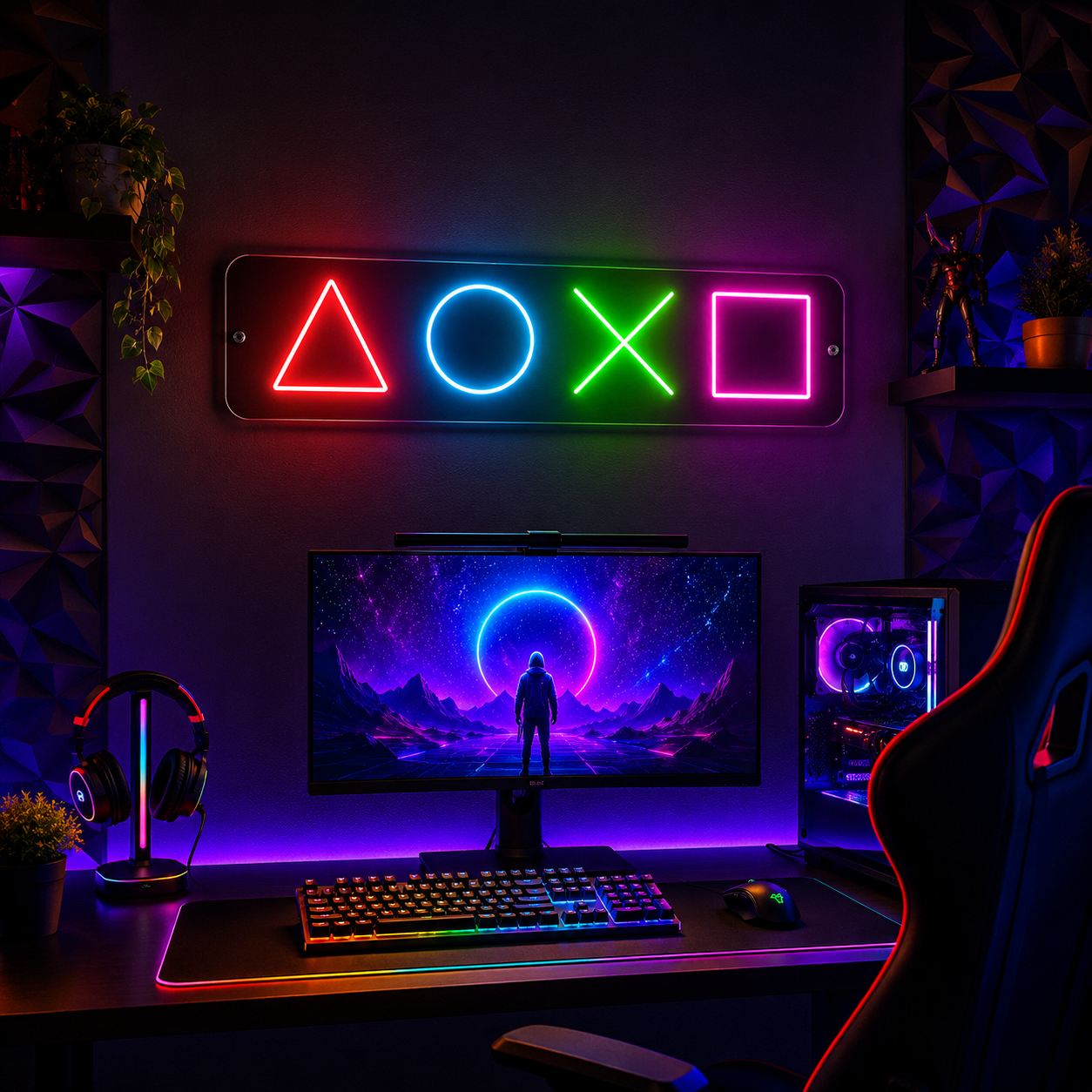 Gaming Symbols Neon Sign DXF, SVG & AI Files – LED Light CNC & Laser Cutting Design