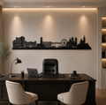Marseille Skyline Wall Decor Cutting File DXF EPS | France City Decor | CNC Laser Cut Vector |Black skyline art anchors a warm modern home office