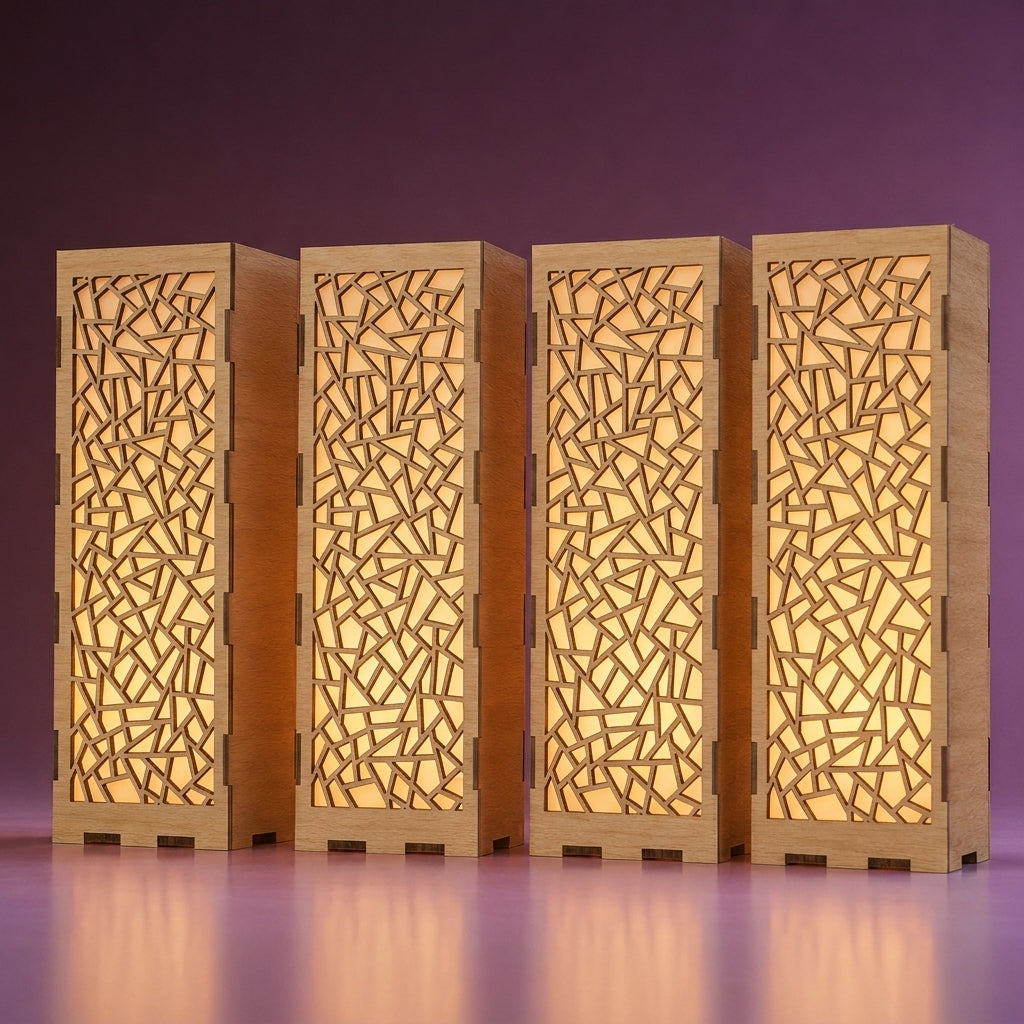 Wooden Lantern Design CDR File – Decorative CNC & Laser Cutting Template for DIY Home Decor
