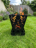 Garbage Basket Waste Container, Fire Pit Grill Collection, DXF files for laser and plasma cutting