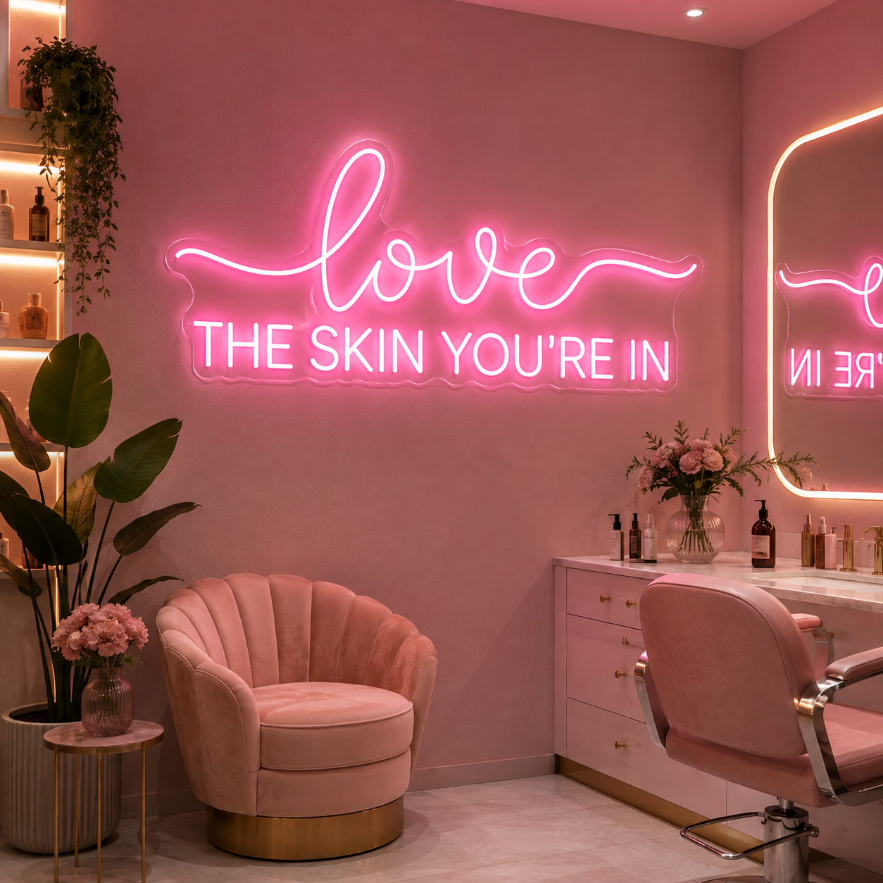 Love the Skin You're In Neon Sign DXF, SVG & AI Files – LED Light CNC Cutting Design