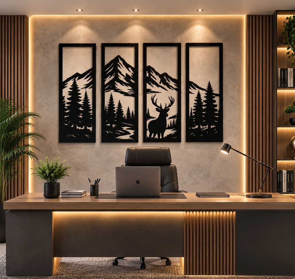 Mountain View Wall Art, Wall decor, DXF, AI & SVG Files for CNC, Laser & Plasma Cutting