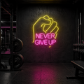 Never Give Up Neon Sign DXF, SVG & AI Files – Motivational LED CNC & Laser Cutting Design