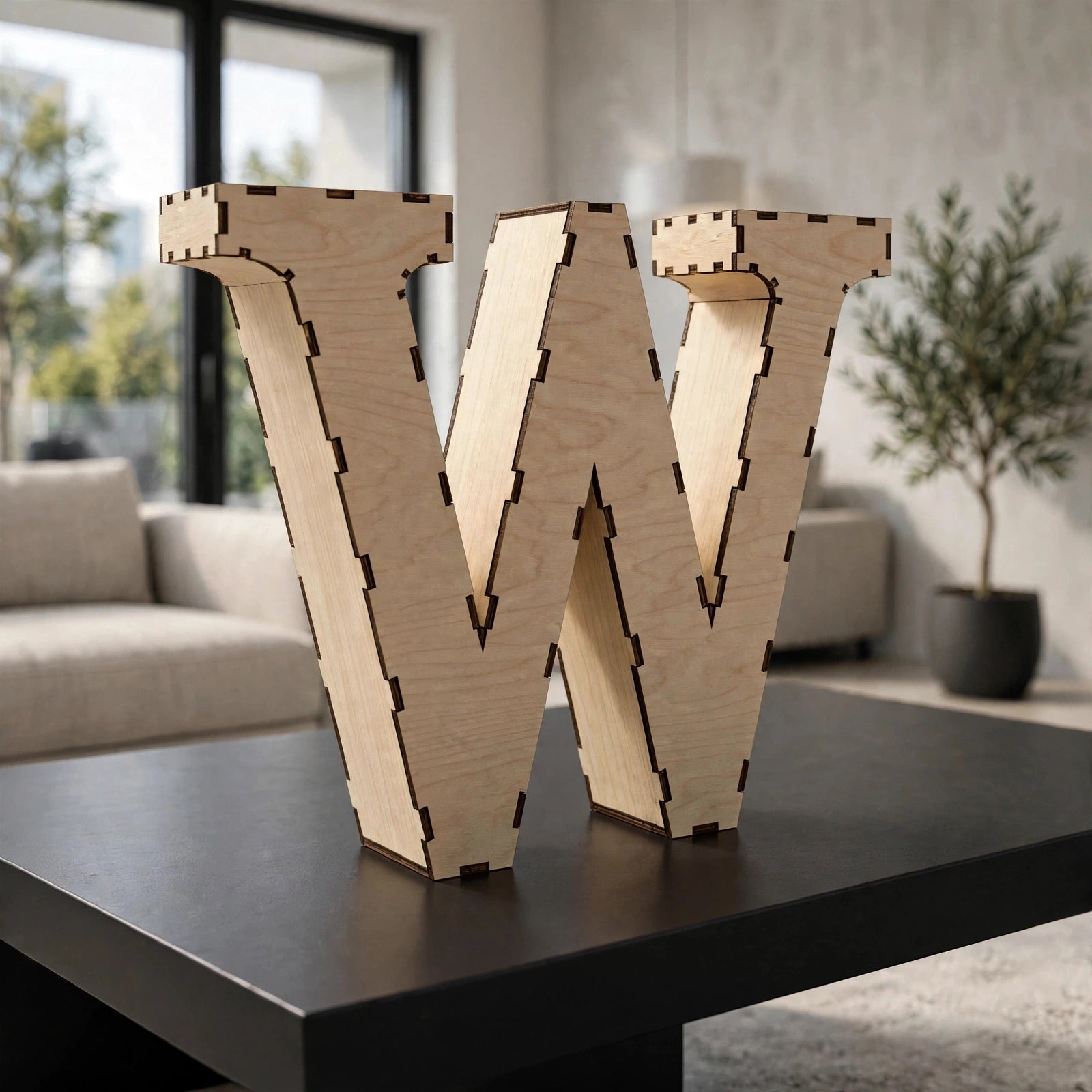Wooden 3D Letter W CDR File | CNC Woodworking Design | 3D Alphabet Letter Cutting Template