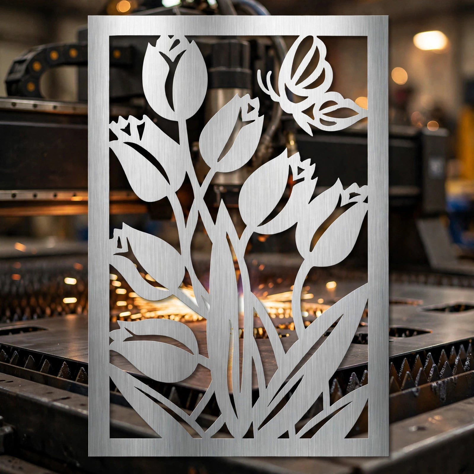Floral Metal Panel Pattern CDR File | Decorative CNC Cut Metal Panel Design