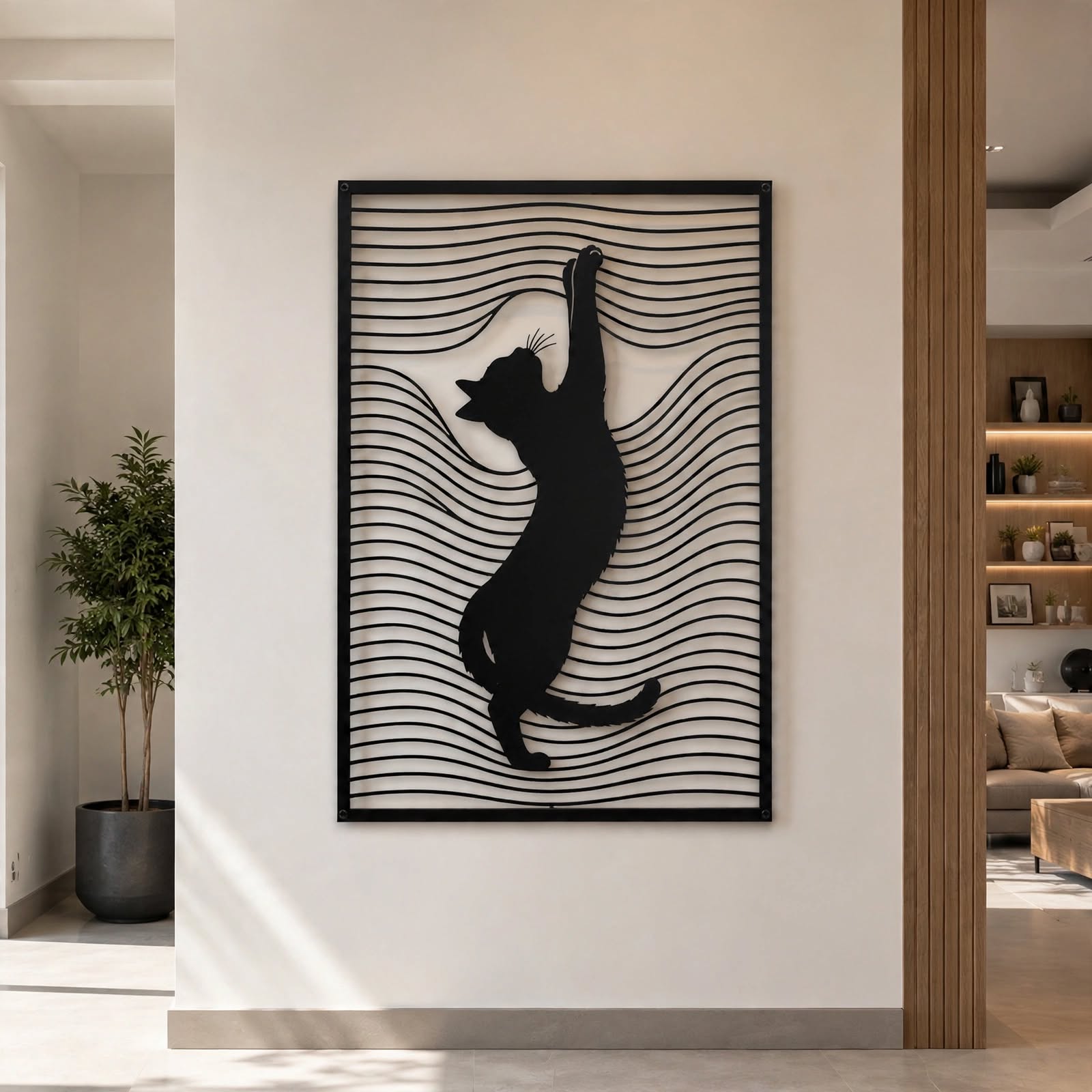 Happy Cat Wall Art DXF CDR SVG AI – Cute Cat Metal & Wooden Decor