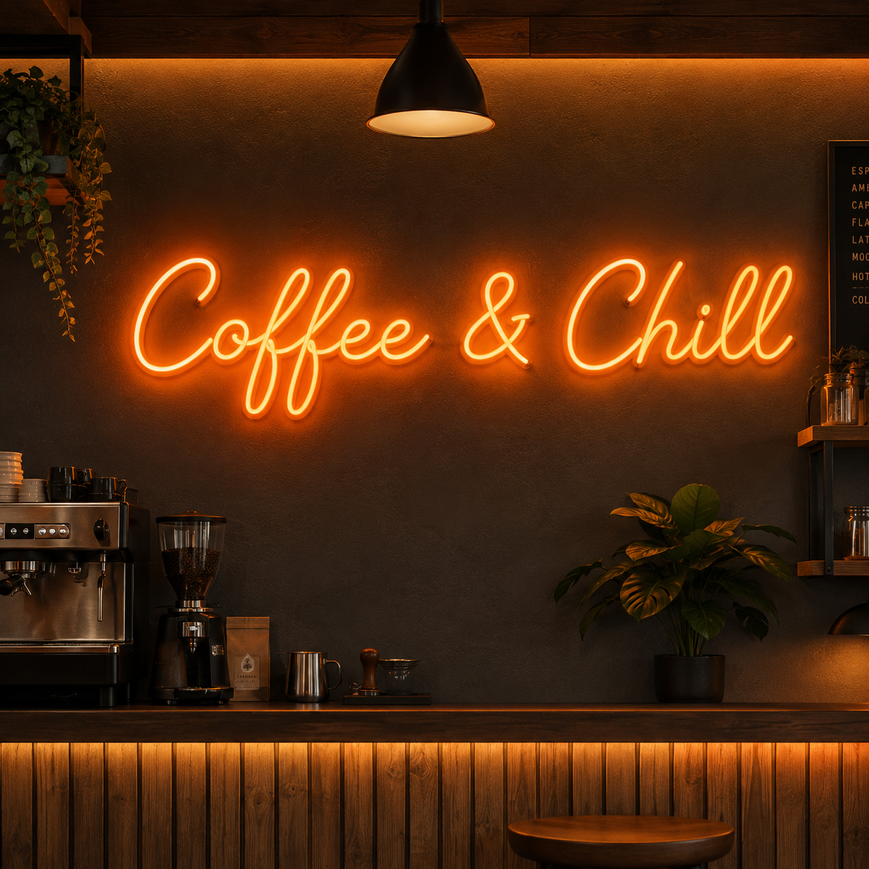 Coffee & Chill Neon Sign DXF, AI, EPS & SVG Files – LED Light CNC & Laser Cutting Design