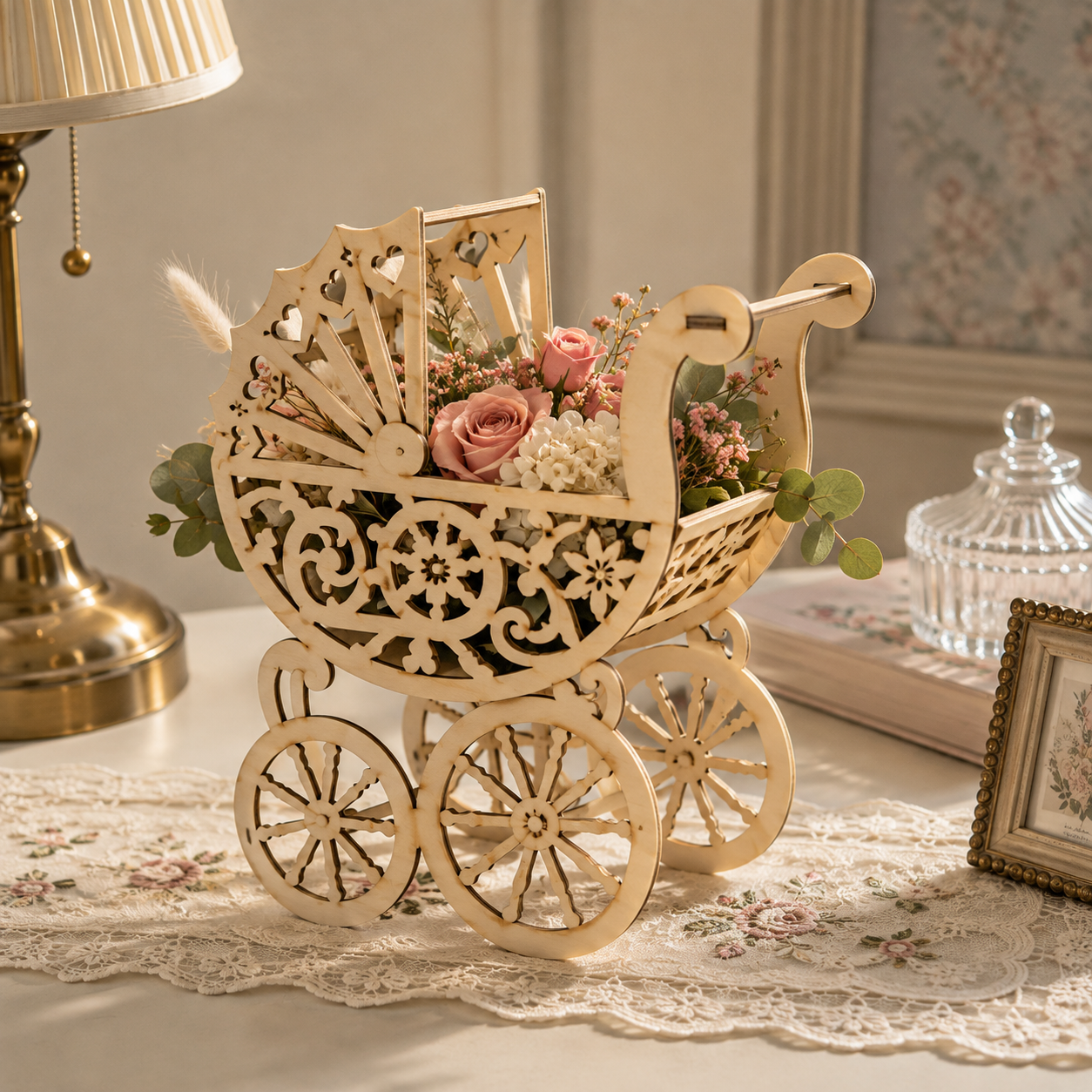 Wheelchair Flower Stand DXF, AI, CDR, EPS & SVG Files – Laser Cutting CNC Decorative Planter Design