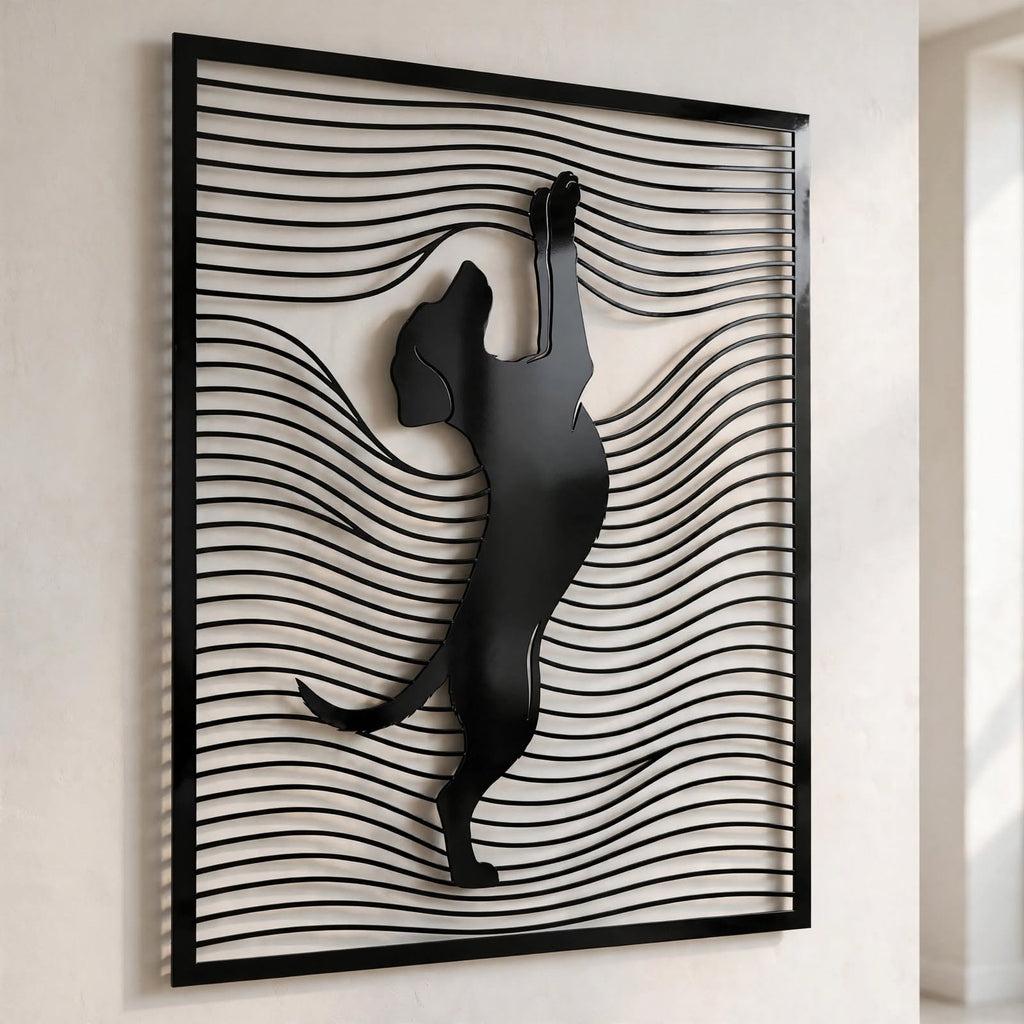 Jumping Dog Wall Art DXF SVG AI – Dynamic Dog Metal & Wooden Decor