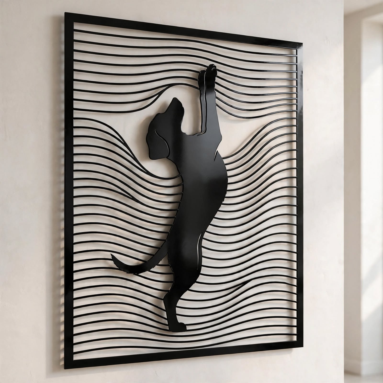 Jumping Dog Wall Art DXF SVG AI – Dynamic Dog Metal & Wooden Decor