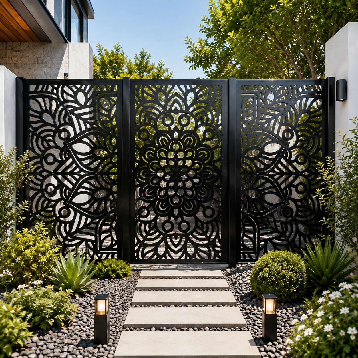 Mandala Fence DXF, SVG & AI | Metal Sheet CNC Laser Cut File | Decorative Privacy Panel Digital Download