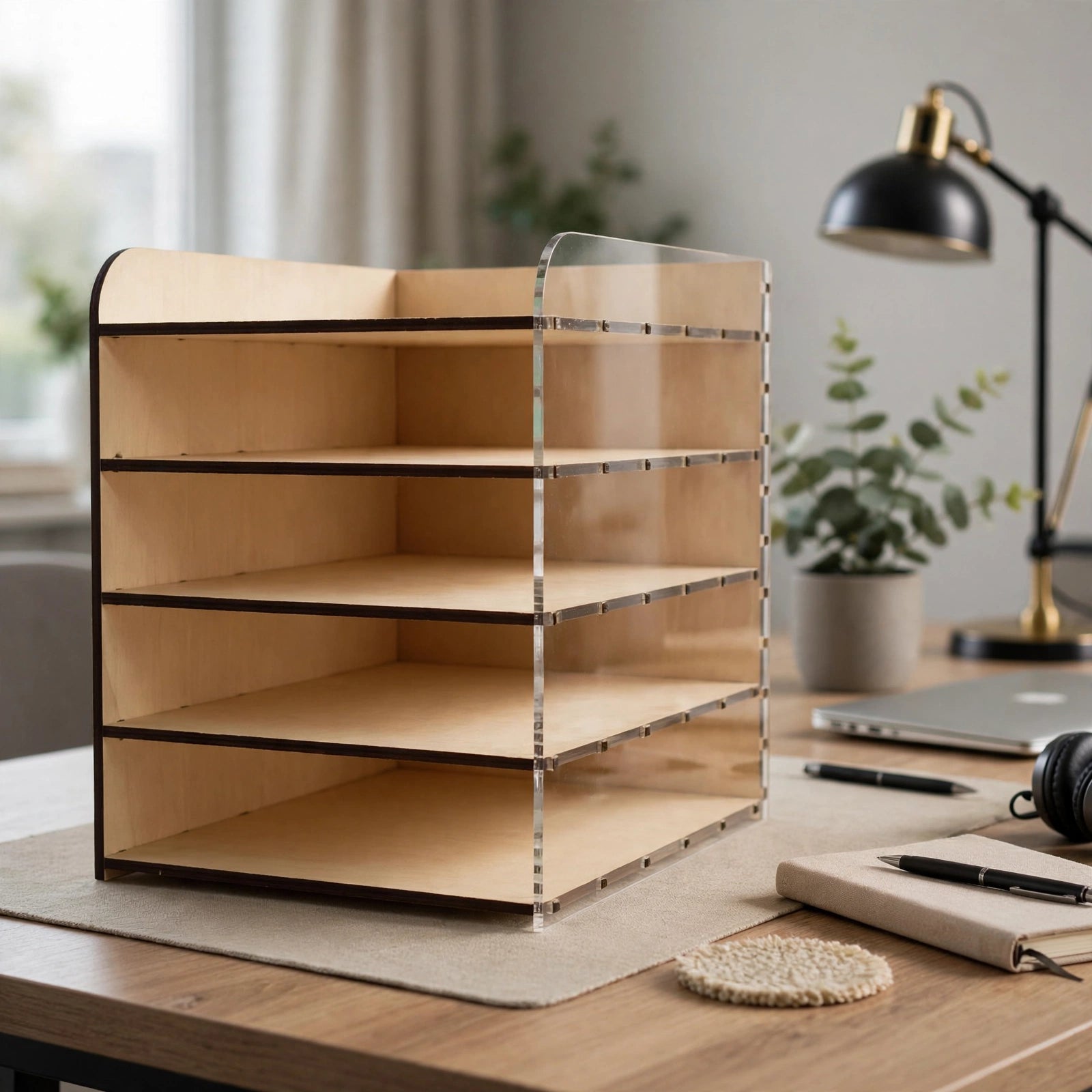 Office Desk Organizer CDR DXF SVG EPS AI | CNC Laser Cut File | Desktop Storage & Stationery Holder Digital Cutting Template
