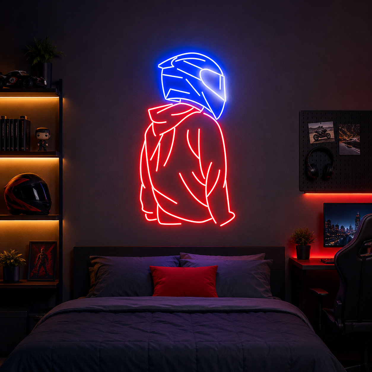 Motorcyclist Neon Sign DXF, SVG & AI Files – LED Light CNC Cutting Design