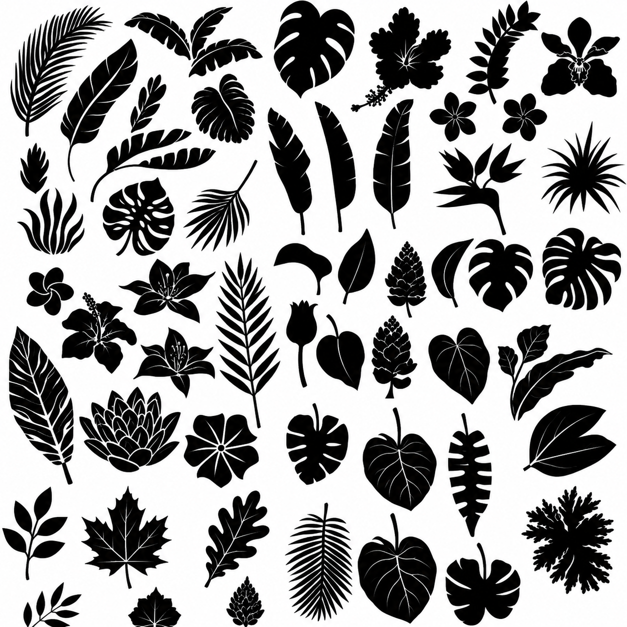 60+ Tropical Leaves Vector Collection AI & SVG Files – Botanical Plant Designs
