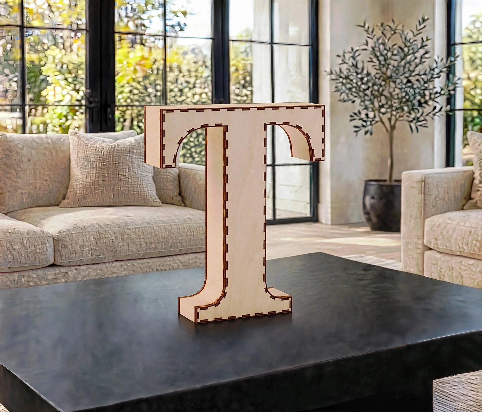 Wooden 3D Letter T CDR File | CNC Woodworking Design | 3D Alphabet Letter Cutting Template