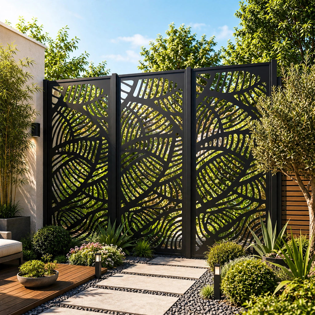 Leaves Fence DXF, SVG & AI | Metal Sheet CNC Laser Cut File | Decorative Privacy Panel Digital Download