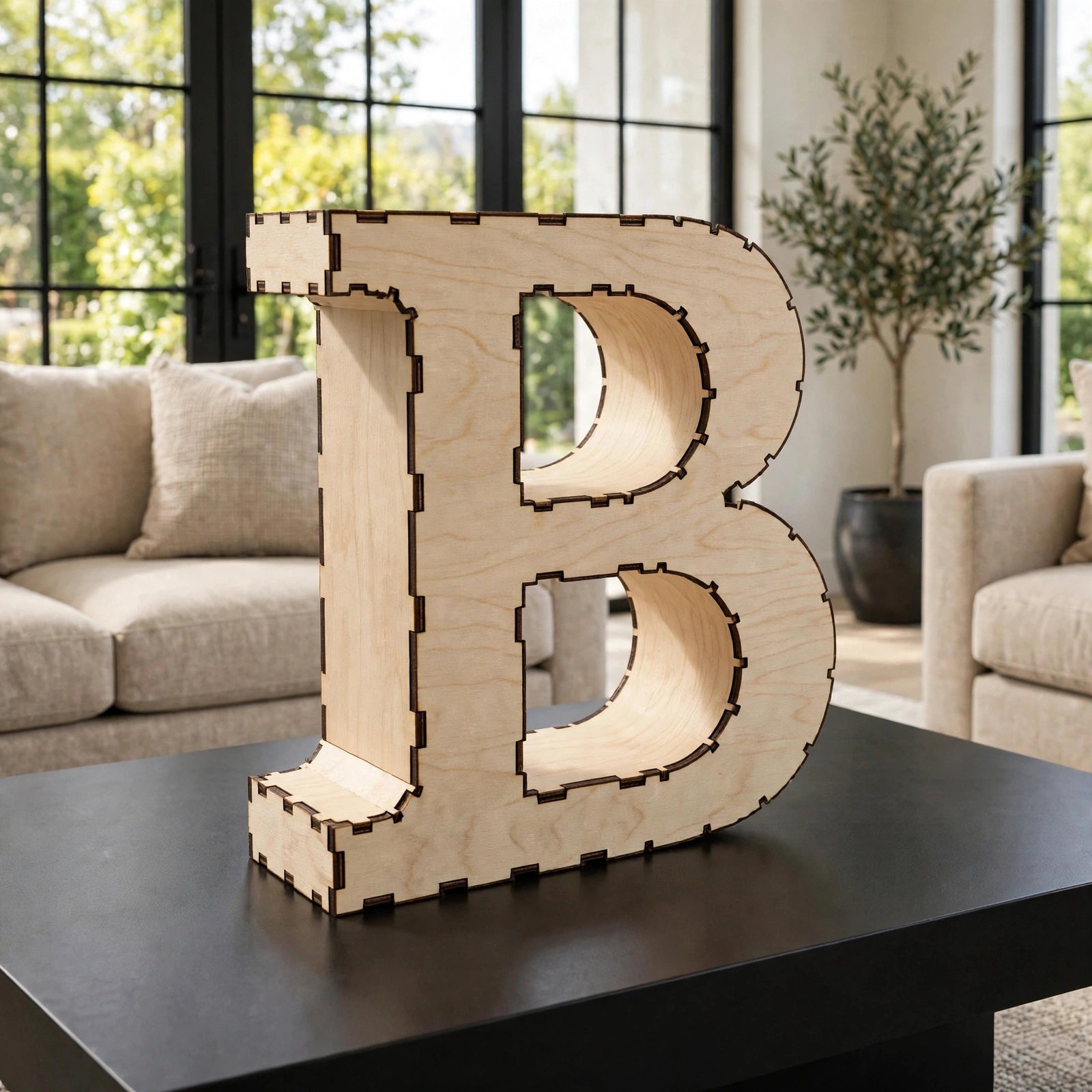 Wooden 3D Letter B CDR DXF SVG EPS AI | CNC & Laser Cut Alphabet Decor | 3D Wooden Letter Digital Cutting File
