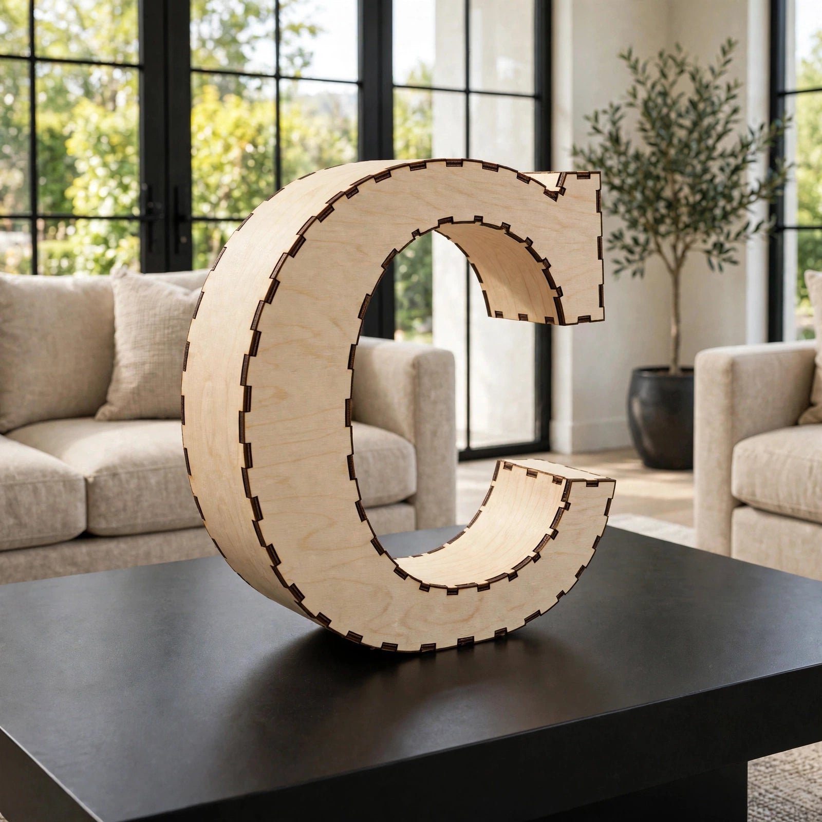 Wooden 3D Letter C CDR File | CNC Woodworking Design | 3D Alphabet Letter Cutting Template