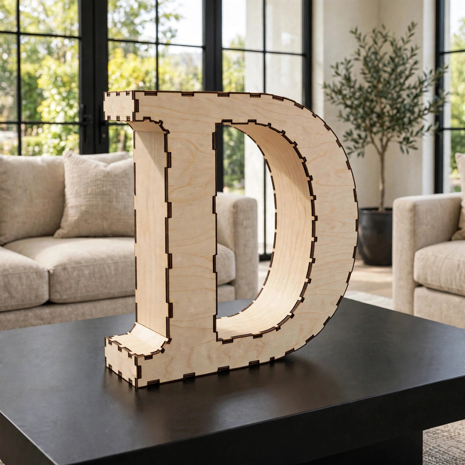 Wooden 3D Letter D CDR File | CNC Woodworking Design | 3D Alphabet Letter Cutting Template