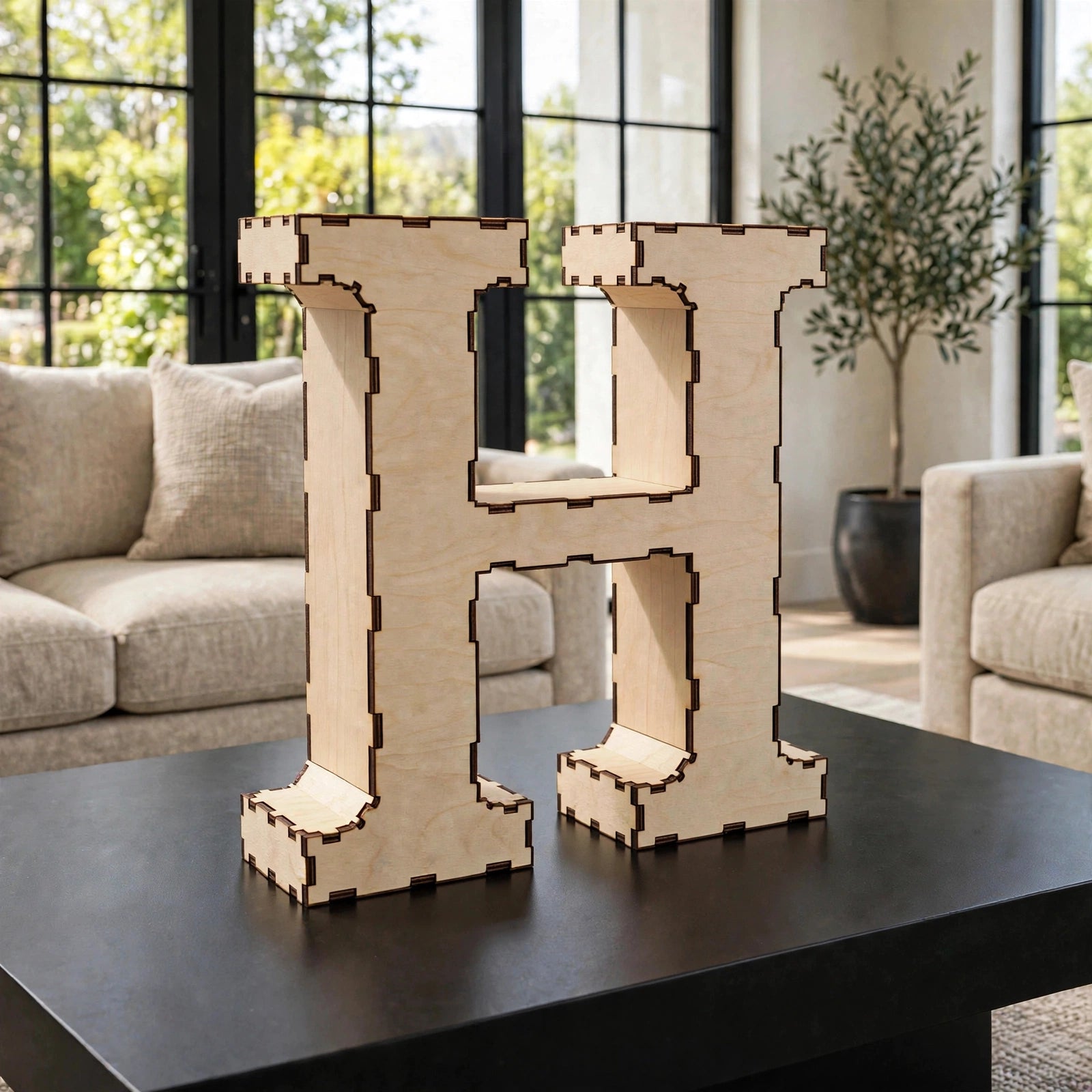 Wooden 3D Letter H CDR File | CNC Woodworking Design | 3D Alphabet Letter Cutting Template