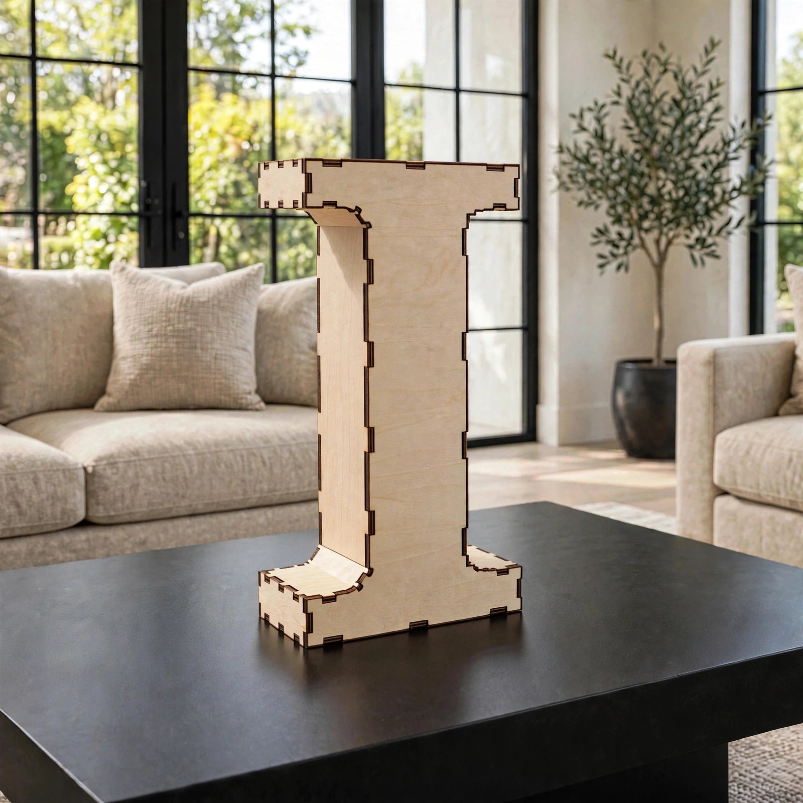 Wooden 3D Letter I CDR File | CNC Woodworking Design | 3D Alphabet Letter Cutting Template
