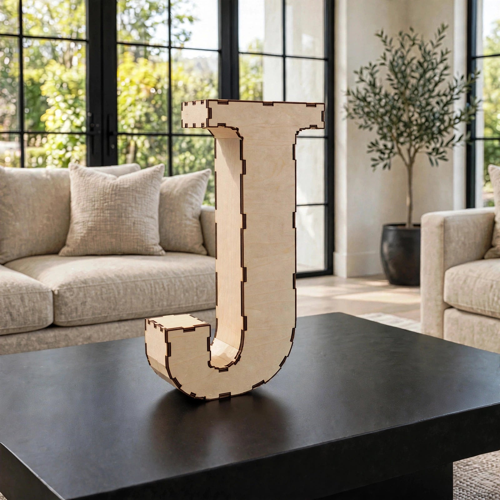 Wooden 3D Letter J CDR File | CNC Woodworking Design | 3D Alphabet Letter Cutting Template