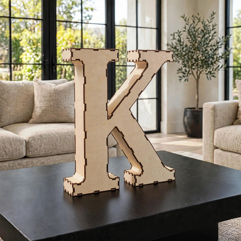 Wooden 3D Letter K CDR File | CNC Woodworking Design | 3D Alphabet Letter Cutting Template