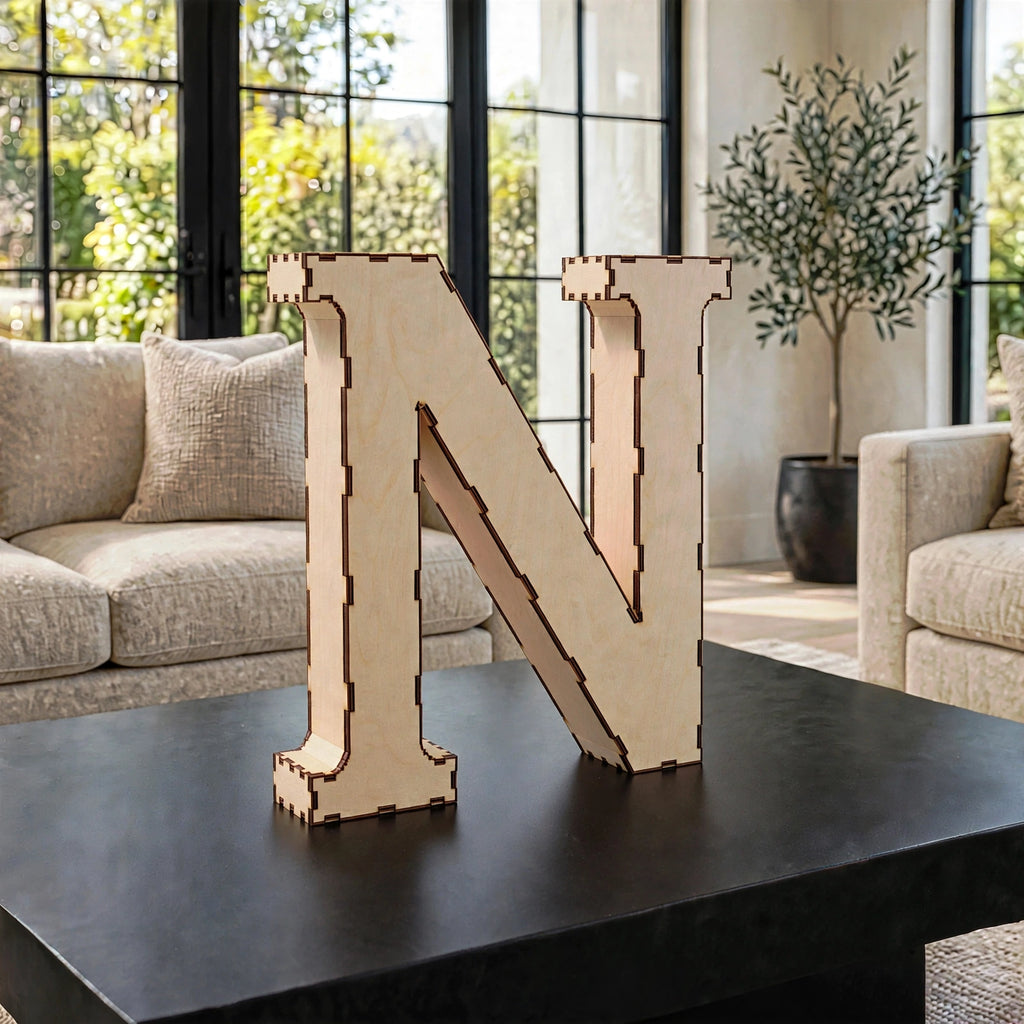 Wooden 3D Letter N CDR File | CNC Woodworking Design | 3D Alphabet Letter Cutting Template