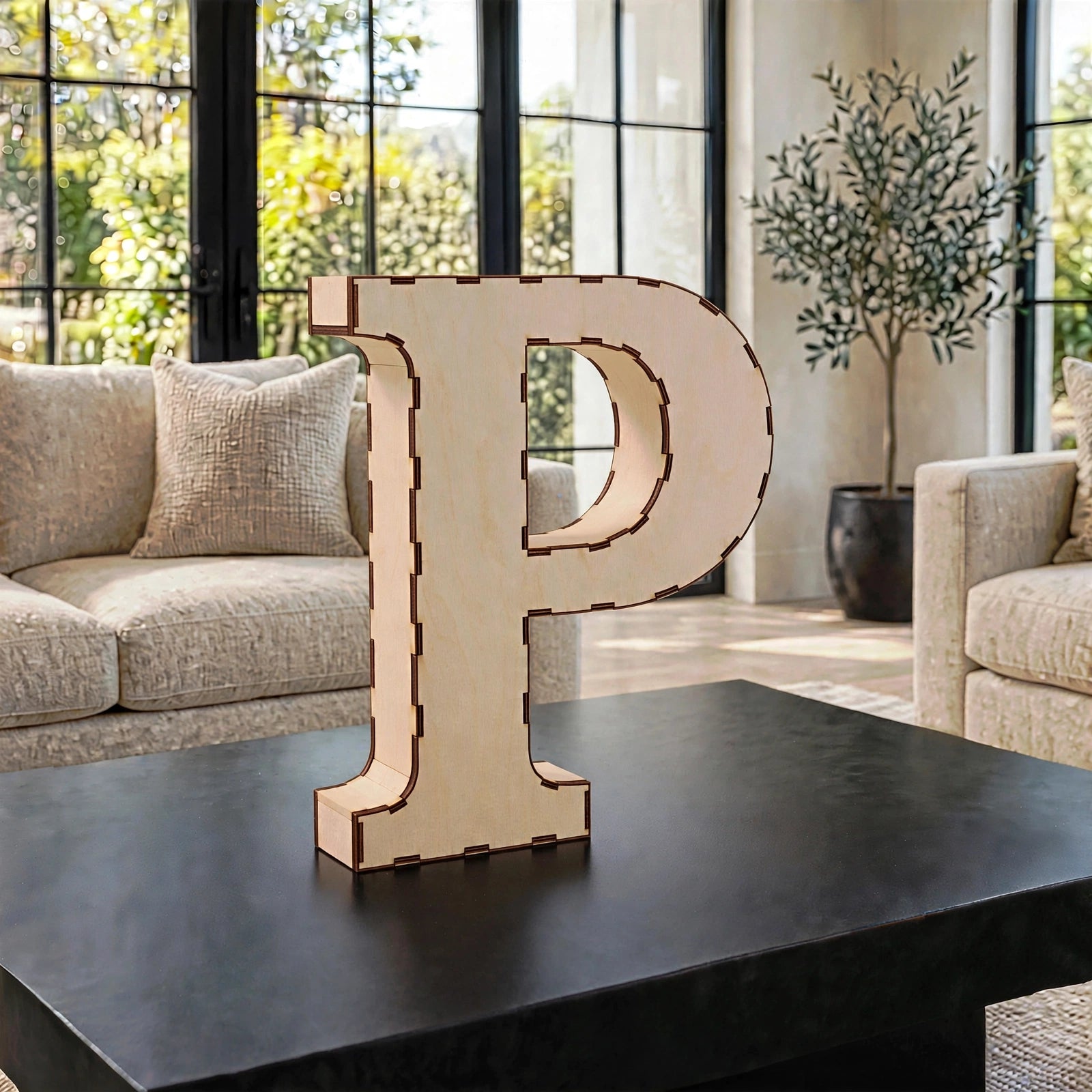 Wooden 3D Letter P CDR File | CNC Woodworking Design | 3D Alphabet Letter Cutting Template